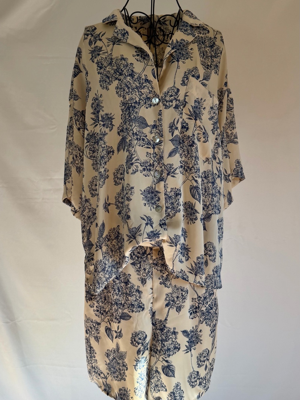 H&M Cream and Navy Floral Set- Top & Shorts